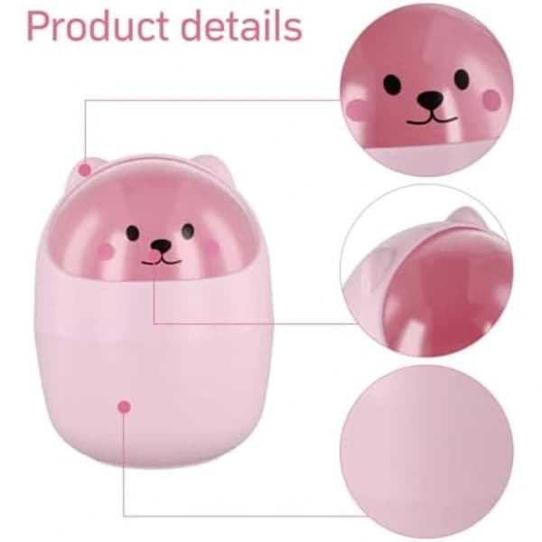 16x12.5cm Desktop Container, Small Desktop Trash Can with Lid, Mini Removable Cute Pen Holder, Cute Trash Can, Pla