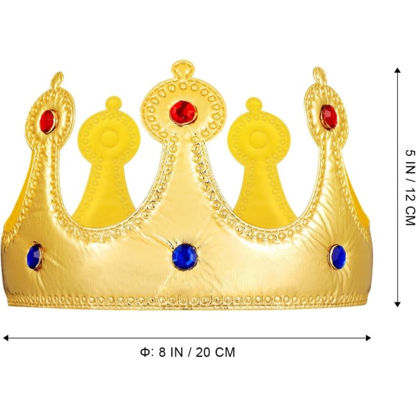 CDQ King Crowns Barn Födelsedagsfest Hatt Princess Tiara Pannband Kostym Accessoarer Party Favors Golden Gold
