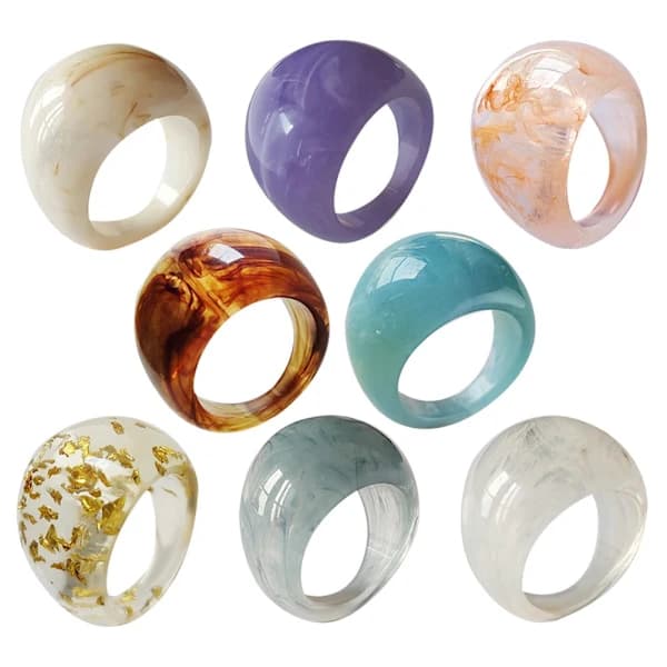 8 st Akryl Pekfinger Ringar för Kvinnor Chunky Statement Resin Knogar 4x 4x