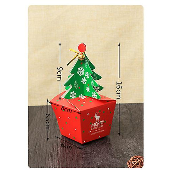 Christmas Cupcake Boxes Presentaskar Presentpåse Xmas Tree Party Favor Dekoration For Barn Party Supplies (10st, Röd) zdq