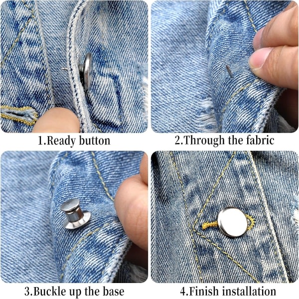 (1)20 set 17 mm ersättningsfaux jean-knappar Sömlösa löstagbara metallsnäppknappar för jeanskläder Farkut Byxor Väskor CDQ
