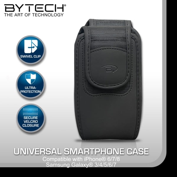 Bytech Large vertikaalinen universal älypuhelinkotelo Hölster - Case iPhone 6:lle, iPhone 7:lle, iPhone 8:lle, Samsung Galaxy 3:lle, Samsung Galaxy 4:lle