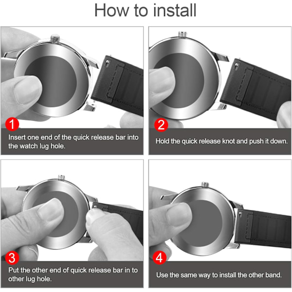 22mm Armband, Läder och Silikon Smartwatch Armband Comp