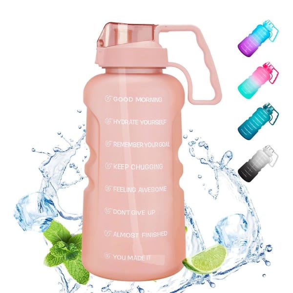 3,8l Fitness -sportflaska med sugrör Stor kapasitet vannkopp Pink