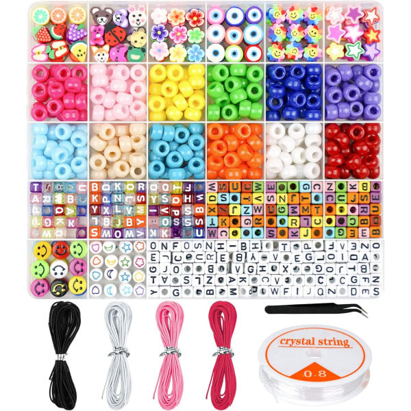 Armbåndssæt til fremstilling af armbånd med ponyperler i polymer