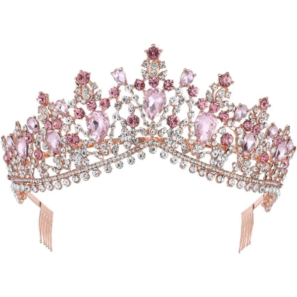 CDQ Dam Tiara med kam, Crystal Crown Strass Tiaras Pannband Queen Princess Bride Crown