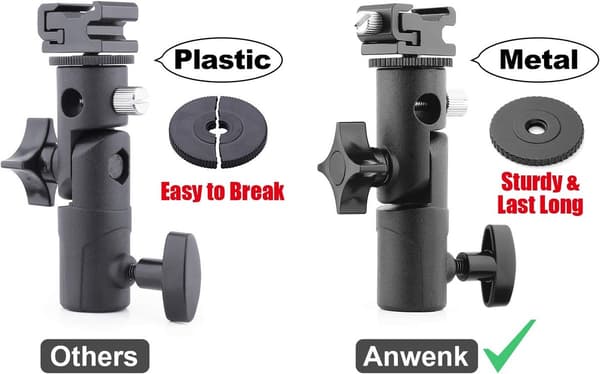 Kamerablits Speedlight-brakett med paraplyholder, 180° vertikalt og 360° roterbart lysstativhode for Canon Nikon DSLR studioblits og LED-lys