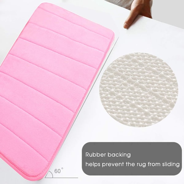 Badeværelsesmåtte i memory foam, skridsikker, absorberende, superhyggelig, fløjlsblød, supervandabsorberende, tyk, rosa Pink Pink 17 X 24 inches