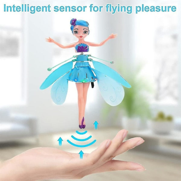Magisk Flygande Fe Prinsessa Dockleksak Sky Dancer Spel Leksak Blå Blå