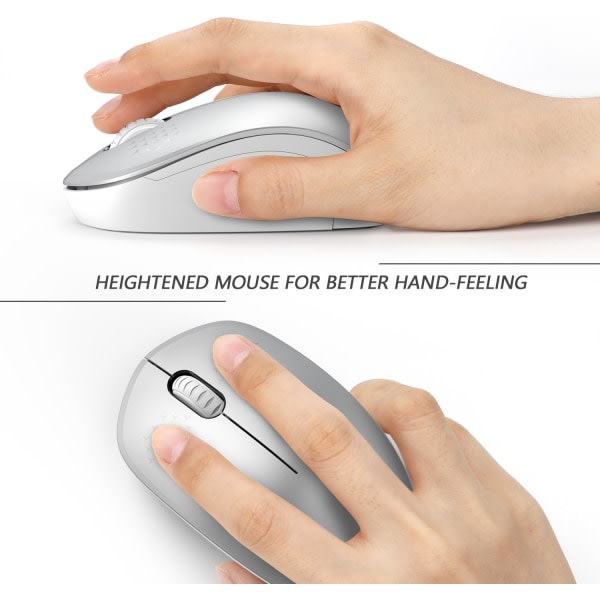 Trådløs mus, tyst mus med USB-mottaker, bærebar