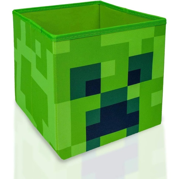 CDQ Creeper Storage Cube Organizer Forvaringskub | Creeper fra Cubbies Opbevaringsterninger | Organisationskuber | 10-tums fyrkantig papperskorg