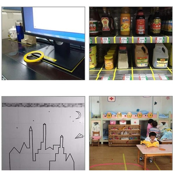 5 st Grafisk konst tunn tejp Självhäftande konstnärstejp Grid Markeringstejper Whiteboard Gridding Tejp Torr Slumpmässig färg（6mm）