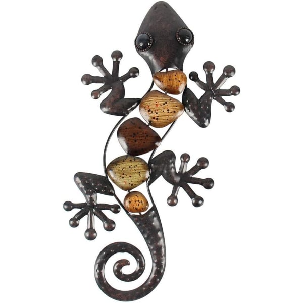 CDQ Metal Gecko Väggdekor Utomhus ödla Trädgårdsdekorationer, 15 In