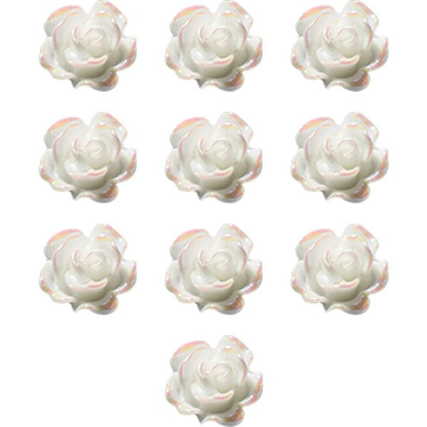 CDQ Nail Art 3D Resin White Rose Flower Design Aurora Petal Nail form9