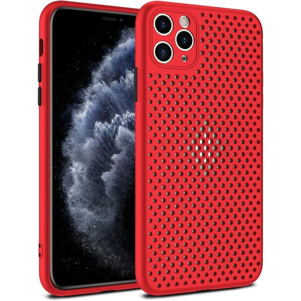Värmeavledning phone case, andningsbart ihåligt cellulärt hål case Punainen iPhone 12 Pro Max