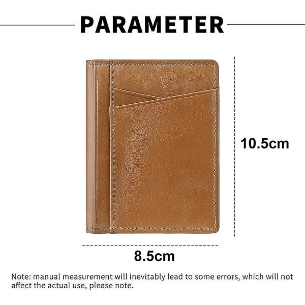 Män Kvinnor Smal Kreditkortsfodral Case Liten läderplånbok med ID-fönster, 8,5*10,5 cm ruskea