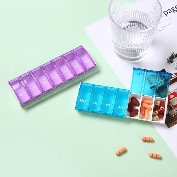 Pillerdosa Medicinask Pillerbox Vecko Dosering 7 Fack Lila lila