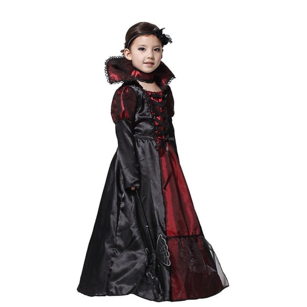 Halloween Barn Flickor Häxa Vampyr Cosplay Fest Prestanda Kostym Fancy Dress Outfit Til stede 5-6 år