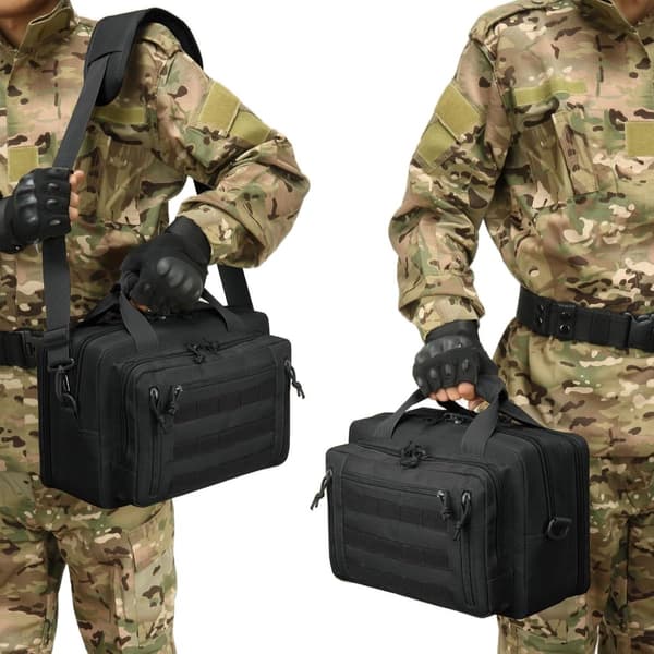 Udendørs Organizer Taske, 600D Polyester, Vandafvisende, Lynlåslommer, Camping Og Rejser, Sort, 35 x 24 x 14 cm