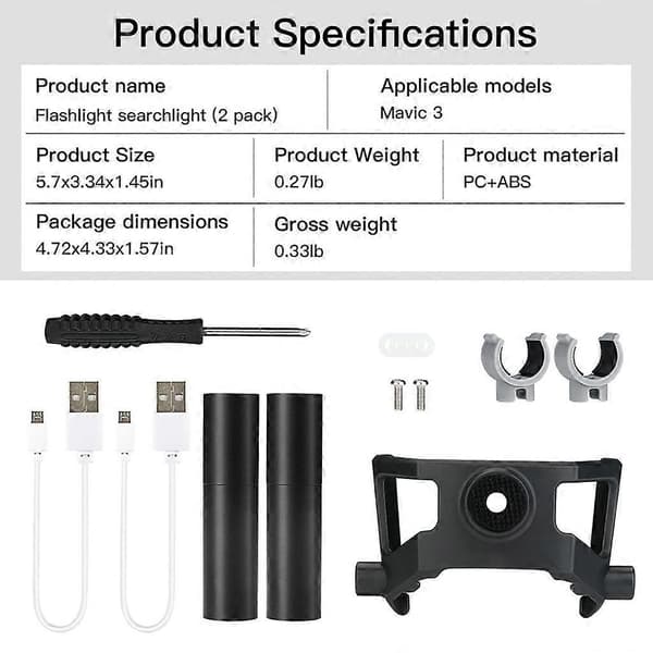 1 Sett Drone Lys Nattflyging Søkelys Brakett Holder Enkel Montering for 3 doble lys_tfrf
