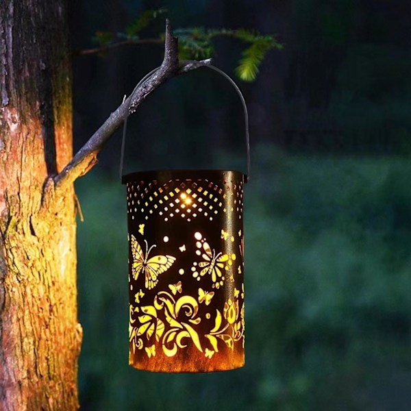Liten Sommerfugl Solcellelampe for Hage, Vanntett Hengende LED-lampe 12 stk. Høy Versjon Varm Hvit med Timer 12 st hög version varm vit med timer small
