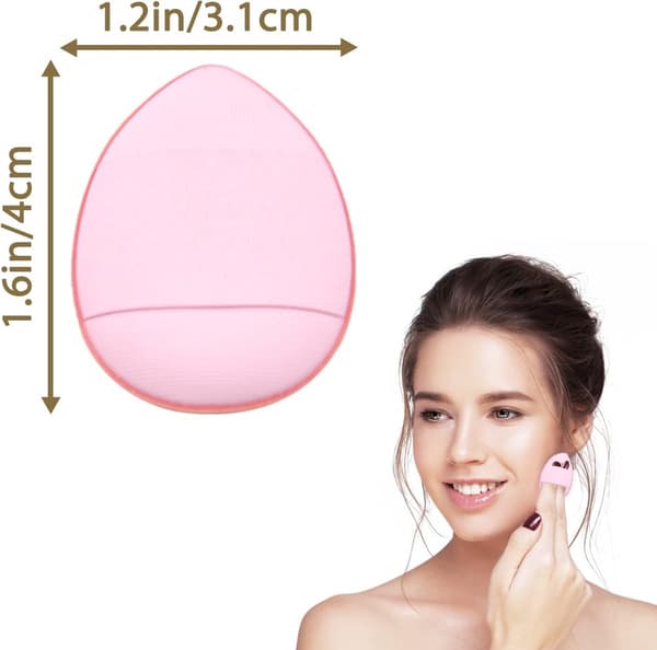 12 stk. mini-sminkesvamper til fingeren, myke og gjenbrukbare pudderputer for foundation, concealer og øyekrok, rosa dråpeformede pudderputer