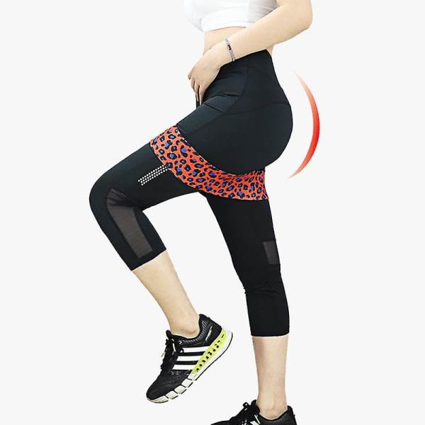Träningsmotståndsbälte Styrketräning Stretchbälte Elastiskt band Träningsrem för hemmagym (1st, leopard orange) zdq