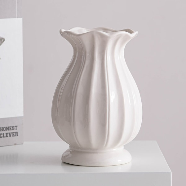 Vase design til blomster håndlavet, hvid 11.5*13*19.5cm