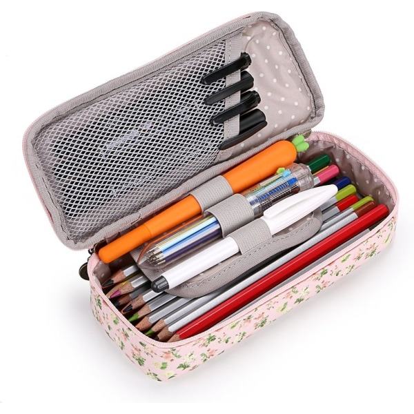 Heyone söt case -- hög kapacitet blomblyertspenna brevpapper organizer Multifunktion kosmetisk sminkväska (rosa)