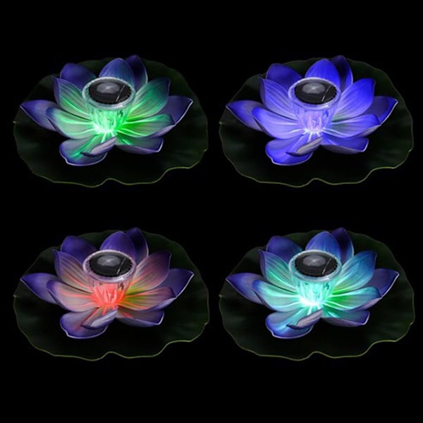 Vattentät solcellslampa med LED färgskiftande lotus skumblomma för utomhusbruk, flytande trädgårdspool dammlampa