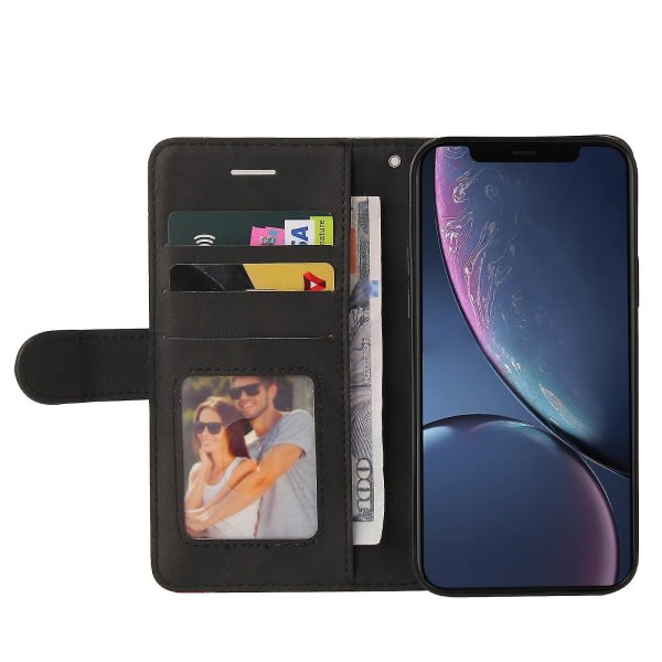 Kompatibel med Iphone 12 deksel Kort Pu Hållare Läder Cuir Plånbok Flip Cover - Svart null ingen