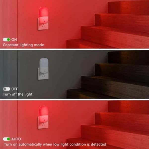 670nm Red Light Night Light Plug in, 2-pack Dimmable Night Light with Dusk