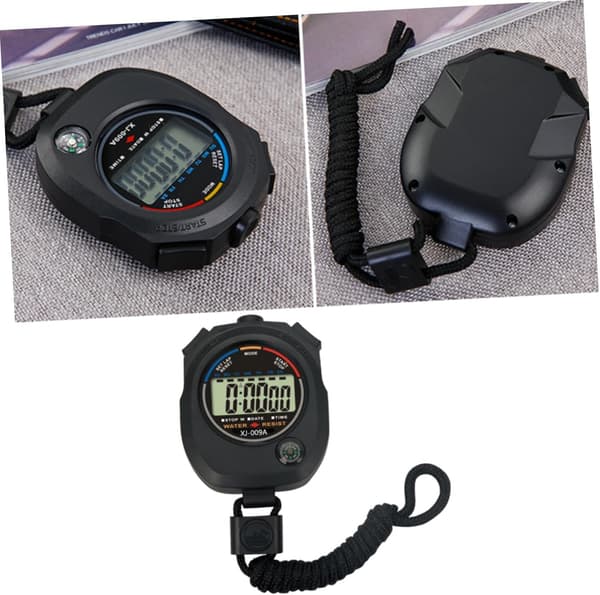 Professional Multifunctional Digital Sports Stopwatch, Black, 1/100 Second Split Timing With Date Time Alarm, Ergonomically Designed For