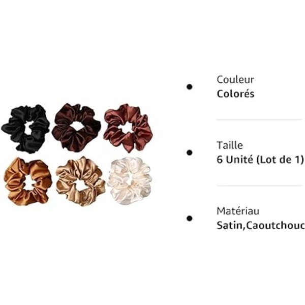 6 kpl Hiuslenkkejä, Satiini Hiuslenkki Scrunchie Hiuslenkki Poninhäntä