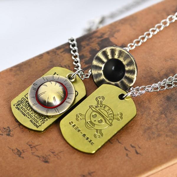 CDQ Anime One Piece Luffy Skelett Hänge Halsband The Straw Hat Pirates Rep Kedja Hänge Halsband för Män Pojkar Cap Cosplay för Pojkar Män