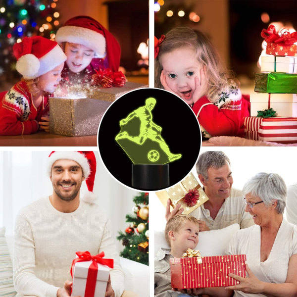 Fotball 3D nattlampe, FULLOSUN Fotballhologram Illusion LED