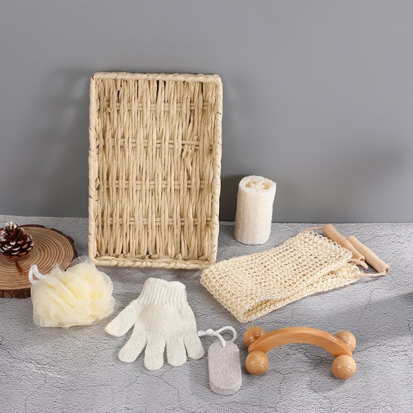 1Set Spa Hjärtformad Presentkartong Badhud Rengöring Kit Spa Present Vit 6PCS