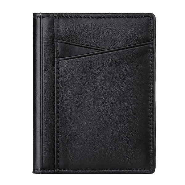 Män Kvinnor Smal Kreditkortsfodral Case Liten läderplånbok med ID-fönster, 8,5*10,5 cm musta