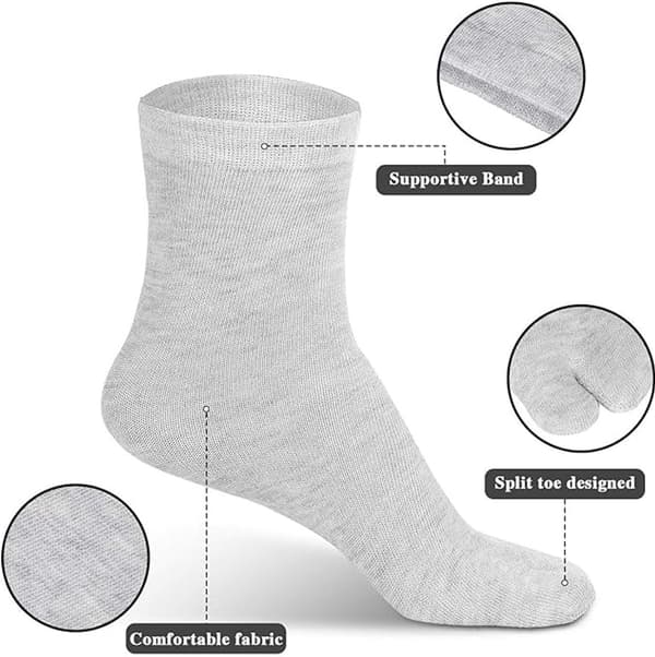 Flip Flop Sokker, 3 Par Split-tå Storetåsokker For Sandaler, Unisex Én Størrelse, Svart Hvit Og Grå