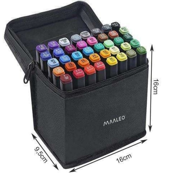 40-pak - Tuscher med Etui - Dobbeltsidige - Penne Multicolor multifärg