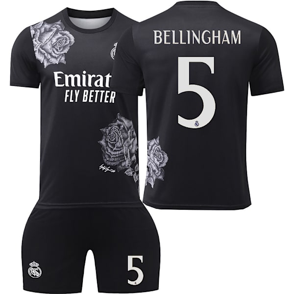 24-25 Real Madrid Joint No.5 Bellingham Barnfotbollsträningsdräkt Set för Vuxna Svart Black 22