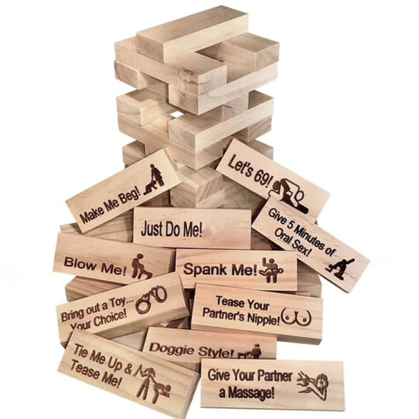 Kärlek & Naughty Stacking Tower Game - Alla hjärtans dag-present - Sanning eller konsekvens-frågor - Roligt parspel - Spännande utmaningar - Perfekt för vuxna