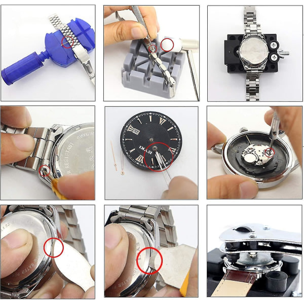 Ur, 147-delt sæt urværktøj urværktøjskasse ur - Perfekt