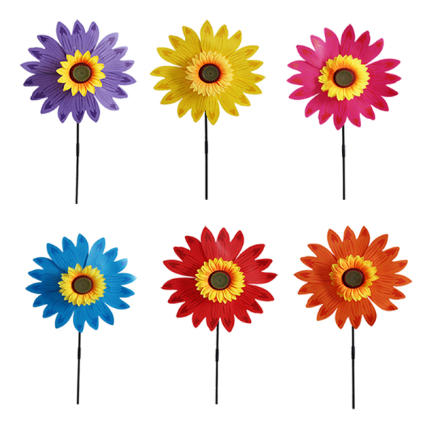 Solsikke vindmøller Vindspinner for hagen DIY Kids Utendørs Orange one size