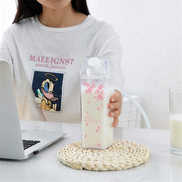 3-pack mjölkkartong Vattenflaska Klar fyrkantig mjölkflaska Plast Läcksäker kopp