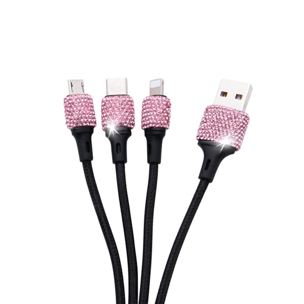 Kristall 3-i-1 USB-kabel Snabbladdningsladdare För iPhone Micro USB Typ C Laddningskabel_tfrf