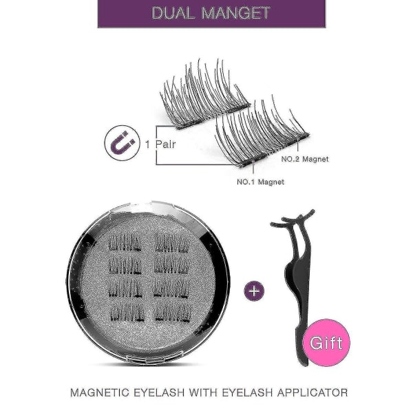 Dubbla magnetiska ögonfransar, 0,2 mm ultratunn magnet, lett lett å bære, beste 3d-ögonfransar høy kvalitet zdq