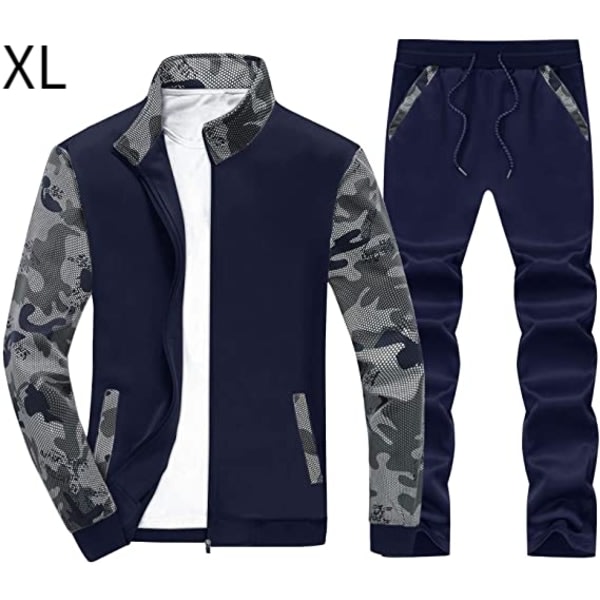Sportkläder til mænd Camo Joggingträningsdräkt med hel dragkedja Sportdräkt med blixtlåsfickor XL zdq