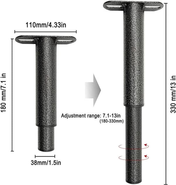 Adjustable Bed Legs 2 pcs - 18-33 cm - Grey Iron - Extendable - For Bed Base, Wardrobe, Sofa - Stabilizes Furniture