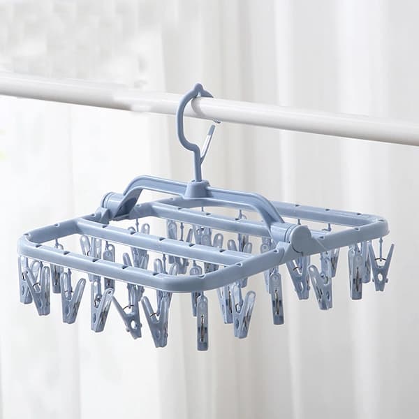 Clothes Hanger with 32 Clips, Household Sock Hanger, Multifunctional